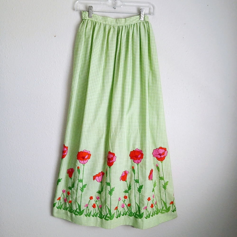 Green Floral Maxi Skirt - Unbranded
